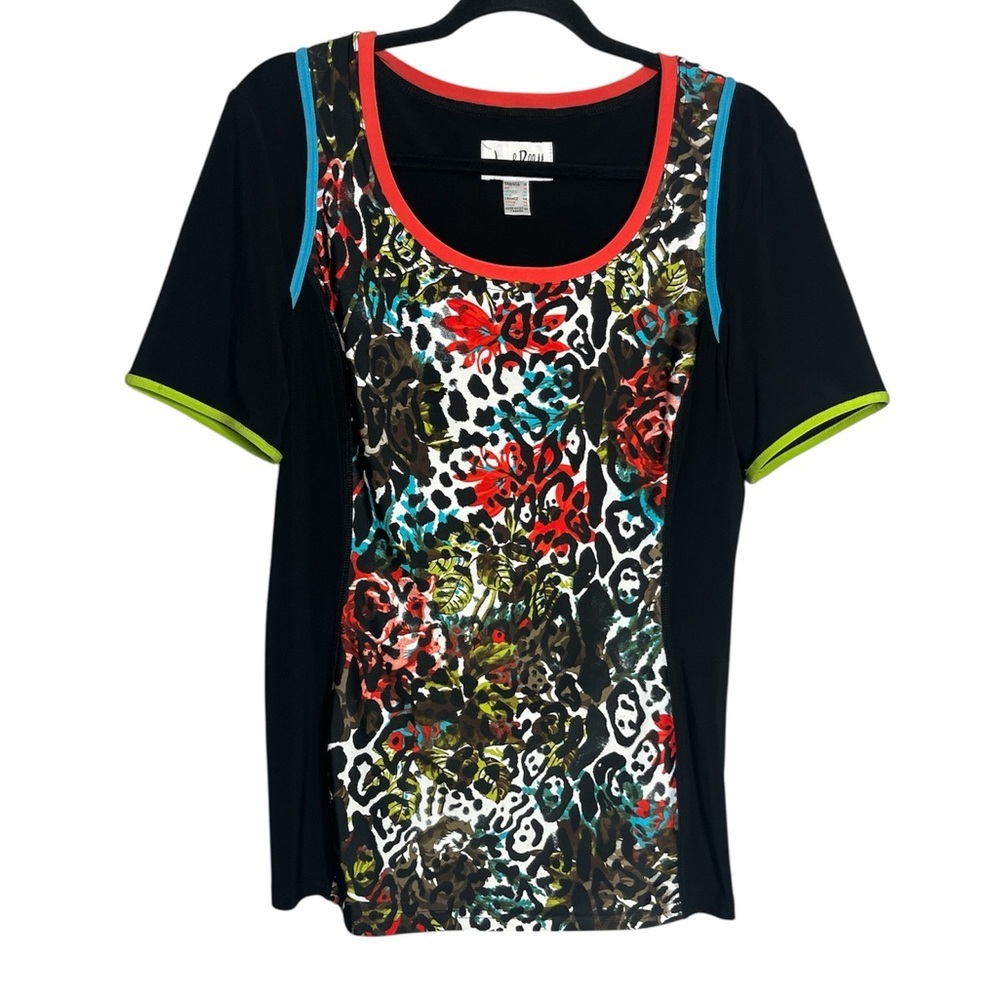 Joseph Ribkoff Multicoloured Animal Print Short Sleeve Blouse Top, size 14